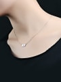 thumb Simple Double Heart Shell Titanium Necklace 1