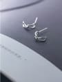 thumb 925 Sterling Silver With Silver Plated Simplistic Bowknot Stud Earrings 1
