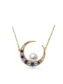 thumb Moon -shape Spine Micro Pave Gold Plated Necklace 0