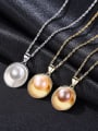 thumb 925 Sterling Silver With  Artificial Pearl  Simplistic Oval Necklaces 2