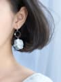 thumb Elegant Flower Shaped S925 Silver Artificial Pearl Drop Earrings 1