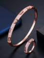 thumb Copper With Cubic Zirconia Delicate Round  Bracelet  Rings 2 Piece Jewelry Set 2