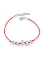 thumb Simple White austrian Crystals Beads Red Rope Bracelet 0