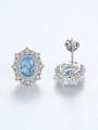 thumb 925 Sterling Silver With Platinum Plated Delicate multilateral  Geometric Stud Earrings 3