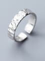 thumb 925 Sterling Silver With Platinum Plated Simplistic Irregular Pattern Free Size  Rings 1