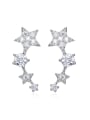 thumb Fashion Tiny Cubic Zirconias Stars 925 Silver Stud Earrings 0