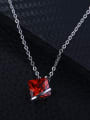 thumb Exquisite Square Shaped Red Glass Stone Pendant 2