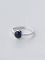 thumb S925 Silver Fashion Round Purple Sands Agate Ring 0