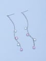 thumb Colorful Zircon Silver Line Earrings 3