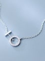thumb Sterling silver micro-inlay zricon geometric necklace 2