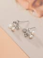 thumb 925 Sterling Silver With Platinum Plated Cute Bowknot Stud Earrings 1