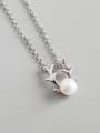 thumb Pure Silver Natural Freshwater Pearl Christmas antlers Necklace 0