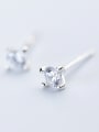 thumb Shimmering Round Shaped Zircon S925 Silver Stud Earrings 1