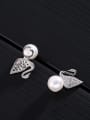 thumb Copper With Platinum Plated Delicate Swan Stud Earrings 3
