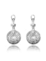 thumb Exquisite Platinum Plated Round Artificial Pearl Drop Earrings 0