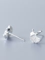 thumb 925 Sterling Silver With Silver Plated Simplistic Ginkgo Leaf Stud Earrings 2