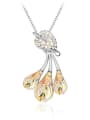 thumb Exquisite Water Drop austrian Crystals Little Leaf Alloy Necklace 4