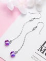thumb Temperament Purple Frosted Round Shaped Crystal Drop Earrings 0