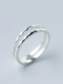 thumb S925 silver double layer waves opening ring 0