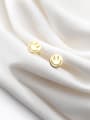thumb 925 Sterling Silver With Gold Plated Simplistic Face Stud Earrings 3