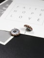 thumb Creative Round Cloth Button 925 Silver Stud Earrings 3