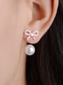 thumb Fashion Cubic Zirconias Bowknot Imitation Pearl Stud Earrings 1