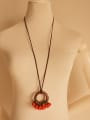 thumb Women Wooden Round Shaped Sweater Necklace 1