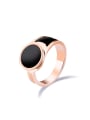 thumb Fashion Black Round Rose Gold Plated Titanium Ring 0