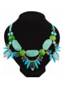 thumb Exaggerated Turquoise stones Green Resin Alloy Necklace 0