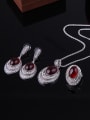 thumb 2018 2018 2018 2018 2018 Alloy Antique Silver Plated Vintage style Artificial Stones Oval-shaped Three Pieces Jewelry Set 1