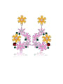 thumb Copper With Platinum Plated Luxury Flower Chandelier Earrings 0