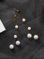 thumb Alloy With Gold Plated Simplistic Artificial Pearl  Tassel Earrings 2