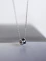 thumb Simple Black Zircon-studded Bead Pendant Silver Necklace 0