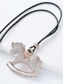 thumb Fashion Wooden Horse austrian Crystals Leather Sweater Chain 2