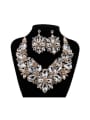 thumb 2018 Exaggerated Flower Glass Rhinestones Two Pieces Jewelry Set 0