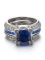 thumb Personality White Gold Sapphire Copper Ring 1