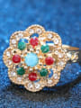 thumb Exquisite Retro Colorful Resin stones Gold Plated Alloy Ring 2