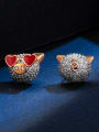 thumb Copper With Rhinestone Cute pig  Stud Earrings 0