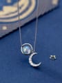 thumb 925 Sterling Silver With Platinum Plated Personality Moon Necklaces 1
