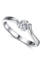 thumb Classical Simple Single Line Ring with Zircon 1