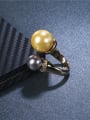 thumb Personality Coffee Gold Plated Artificial Pearl Ring 2