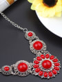 thumb Bohemia Retro style Turquoise stones Flower Alloy Necklace 3