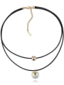 thumb Simple Double Rope austrian Crystal Alloy Necklace 1