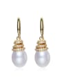 thumb Elegant Freshwater Pearl Cubic Zirconias 925 Silver Earrings 0