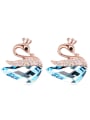thumb Exquisite austrian Crystals Swan Rose Gold Plated Stud Earrings 1