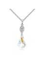 thumb Simple Water Drop austrian Crystals Pendant Platinum Plated Necklace 0