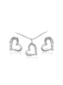 thumb Elegant Platinum Plated Austria Crystal Heart Two Pieces Jewelry Set 0