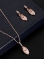 thumb Alloy Rose Gold Plated Fashion Artificial Stones Oval shaped Two Pieces Jewelry Set 1