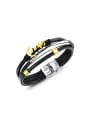 thumb Multi-band Artificial Leather Gold Plated Titanium Bracelet 0