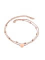 thumb Simple Two-layer Tiny Beads Rose Gold Plated Titanium Anklet 0